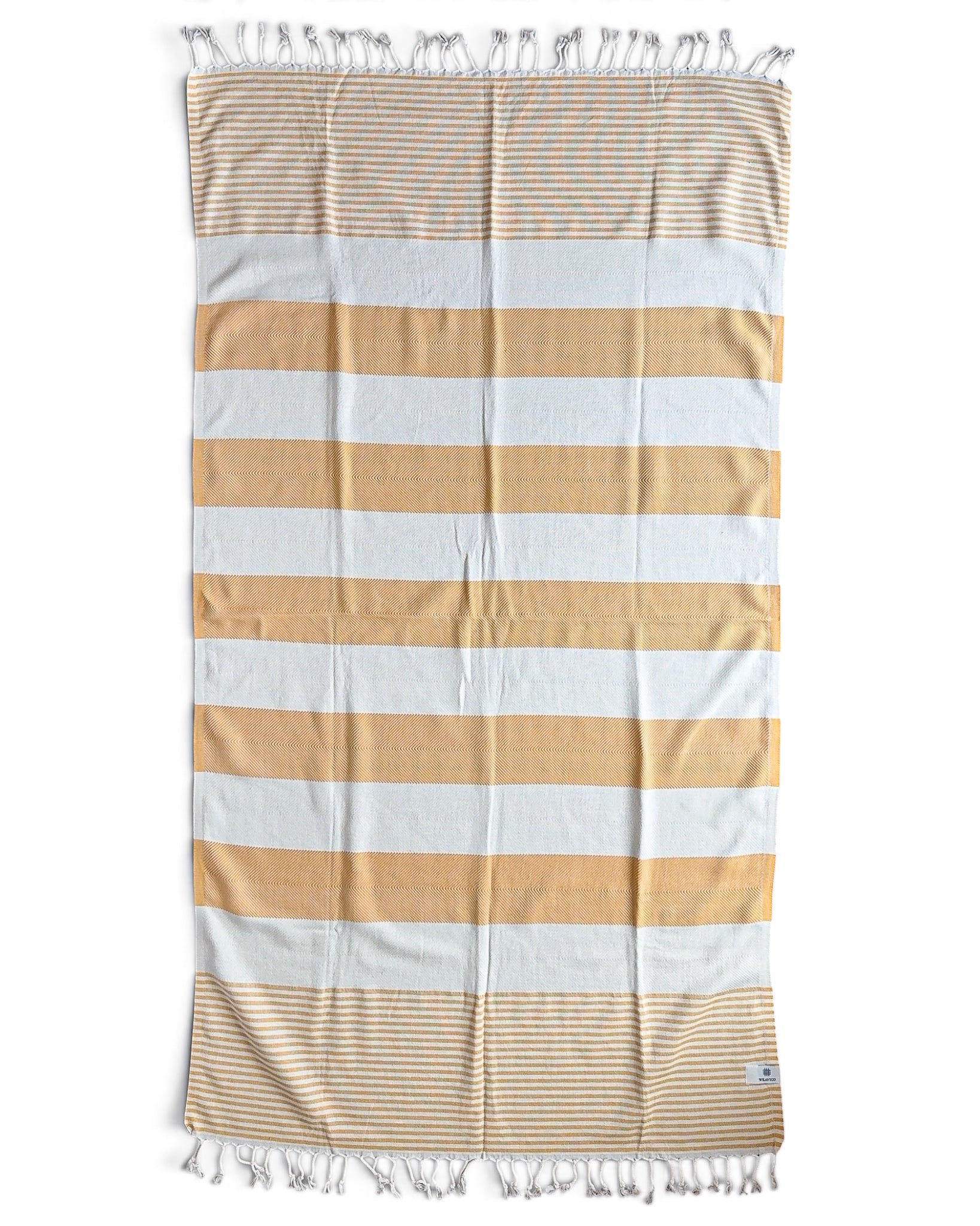 Stripe Turkish Beach Towel – 100% Cotton, Mustard