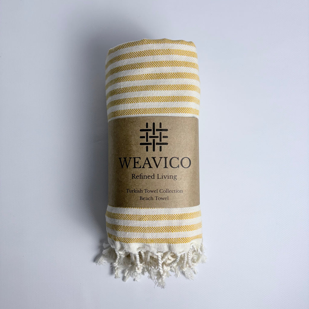 Stripe Turkish Towel – 100% Cotton, Mustard
