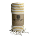 Stripe Turkish Beach Towel – 100% Cotton, Mustard