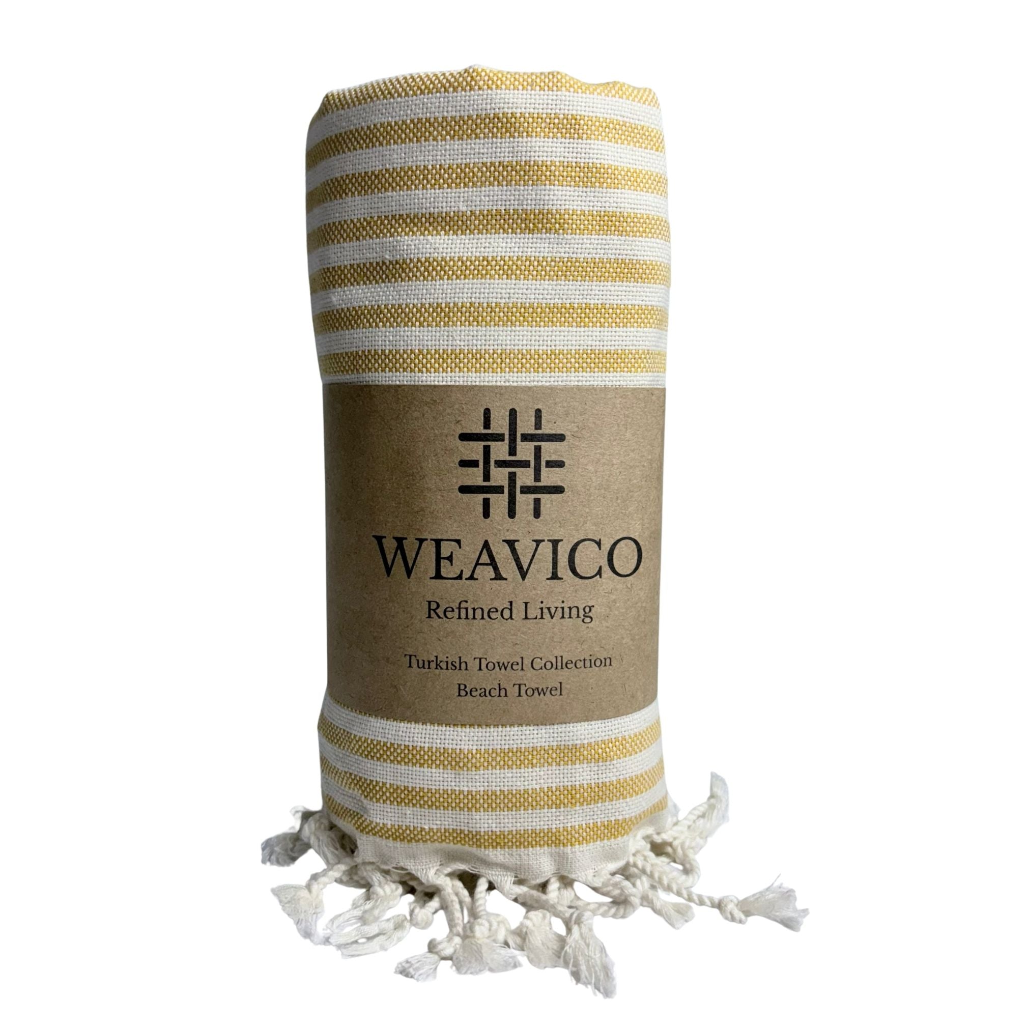 Stripe Turkish Beach Towel – 100% Cotton, Mustard