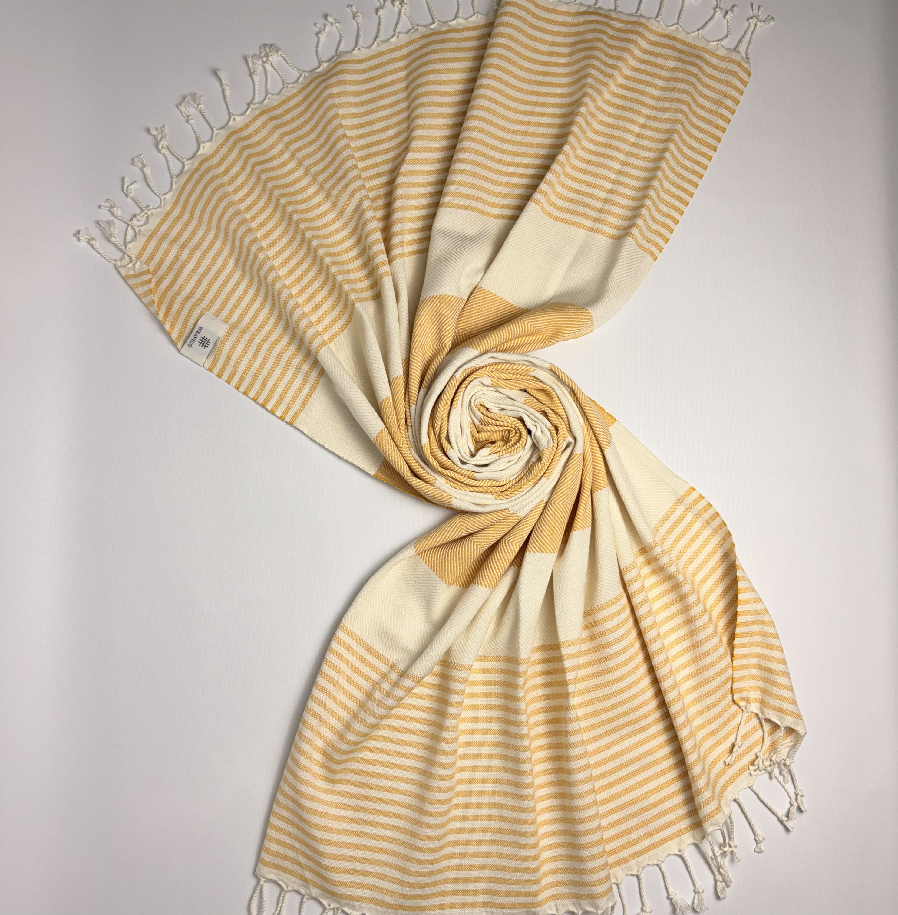 Stripe Turkish Towel – 100% Cotton, Mustard