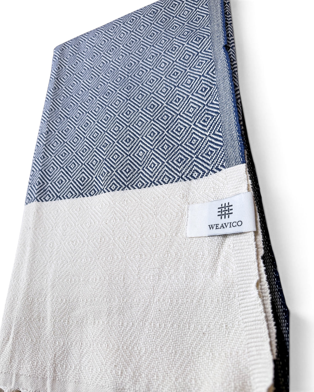 Diamond Turkish Beach Towel with End Border – 100% Cotton, Navy