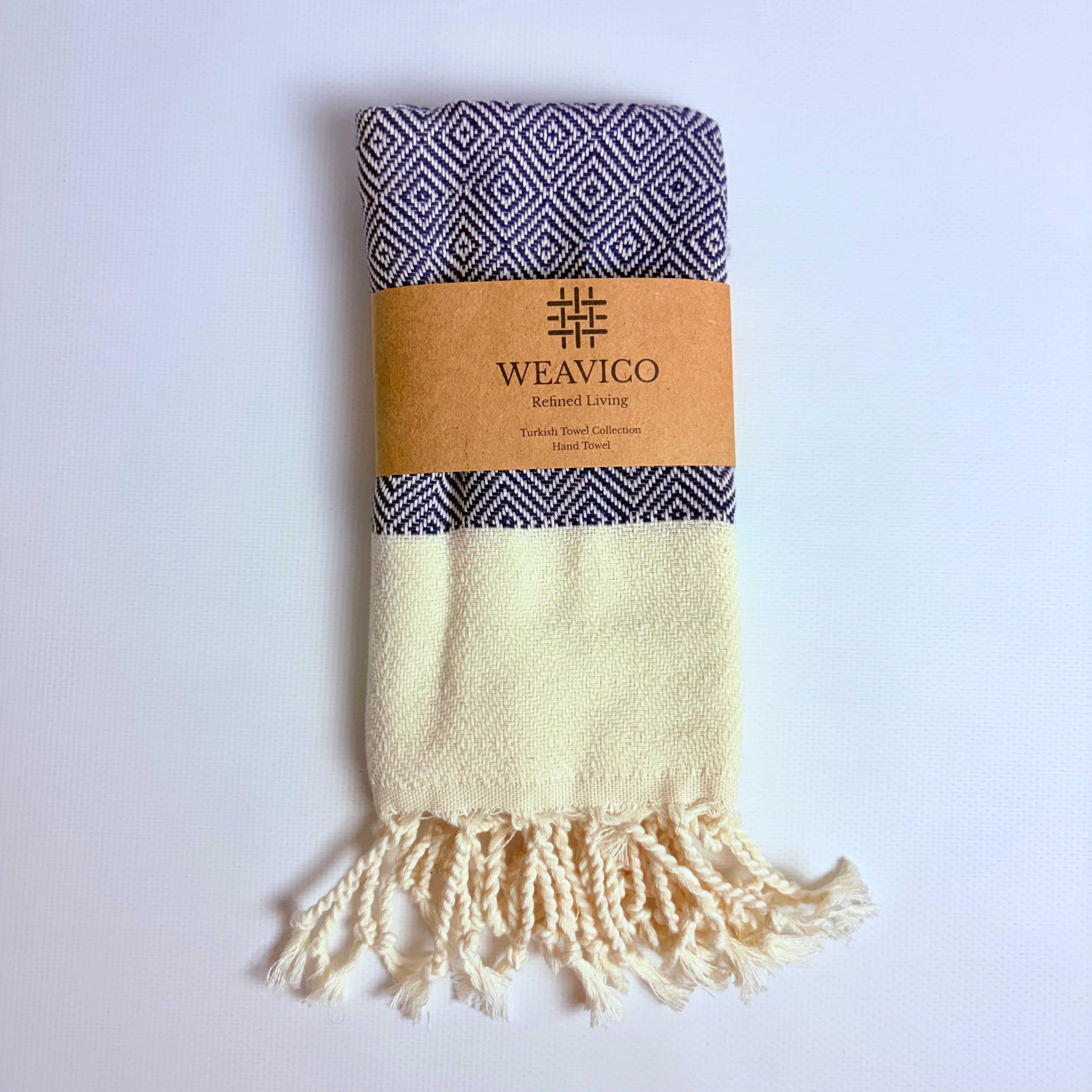 4-Piece Diamond Turkish Towel Set – 100% Cotton, Navy