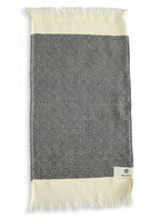 Diamond Turkish Tea Towel with End Border – 100% Cotton, Navy