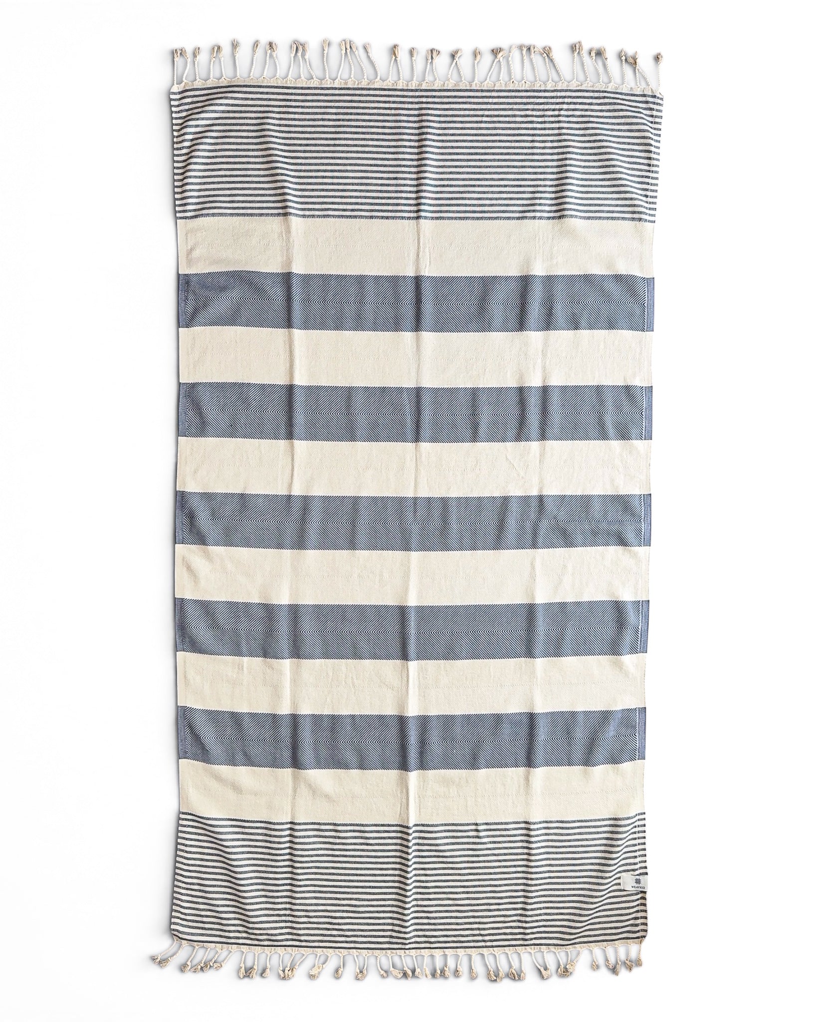 Stripe Turkish Beach Towel – 100% Cotton, Navy