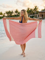 Diamond Turkish Beach Towel with Mid Border – 100% Cotton, Orange