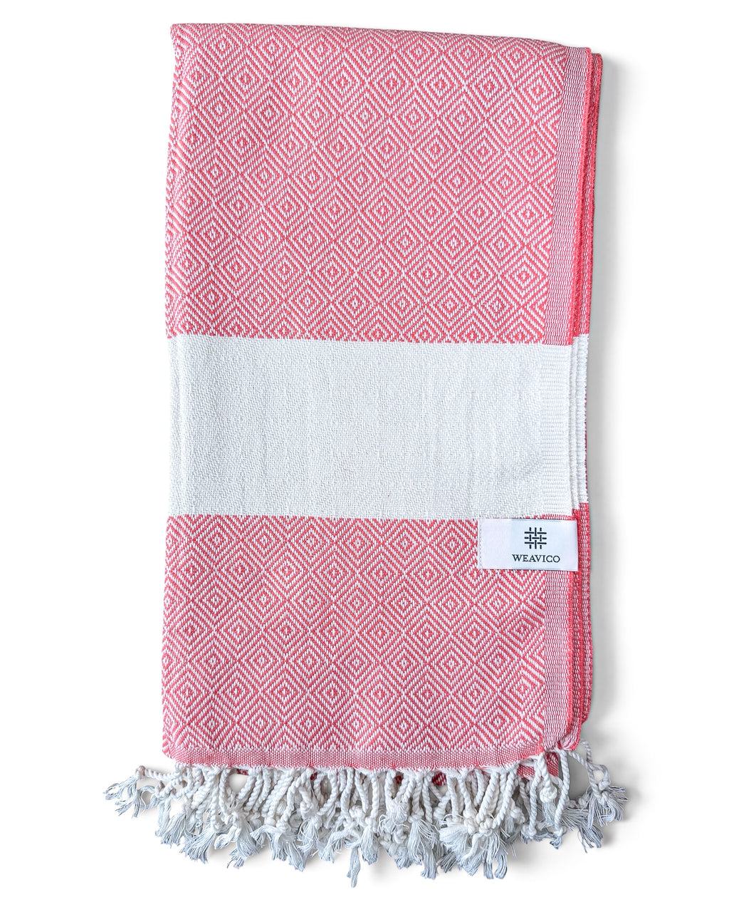 Diamond Turkish Beach Towel with Mid Border – 100% Cotton, Orange