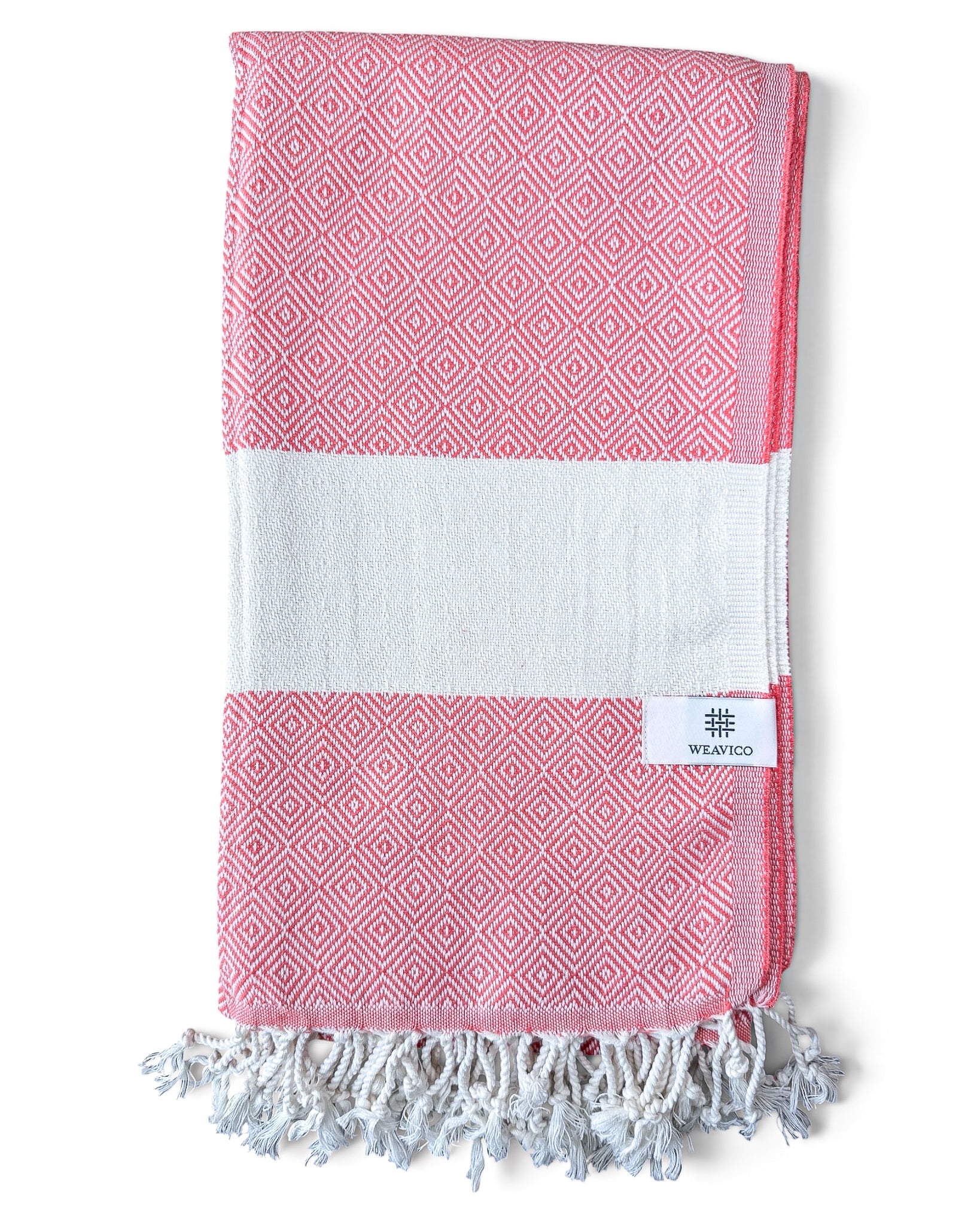 Diamond Turkish Beach Towel with Mid Border – 100% Cotton, Orange