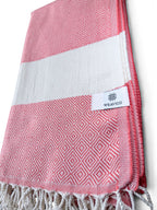 Diamond Turkish Beach Towel with Mid Border – 100% Cotton, Orange