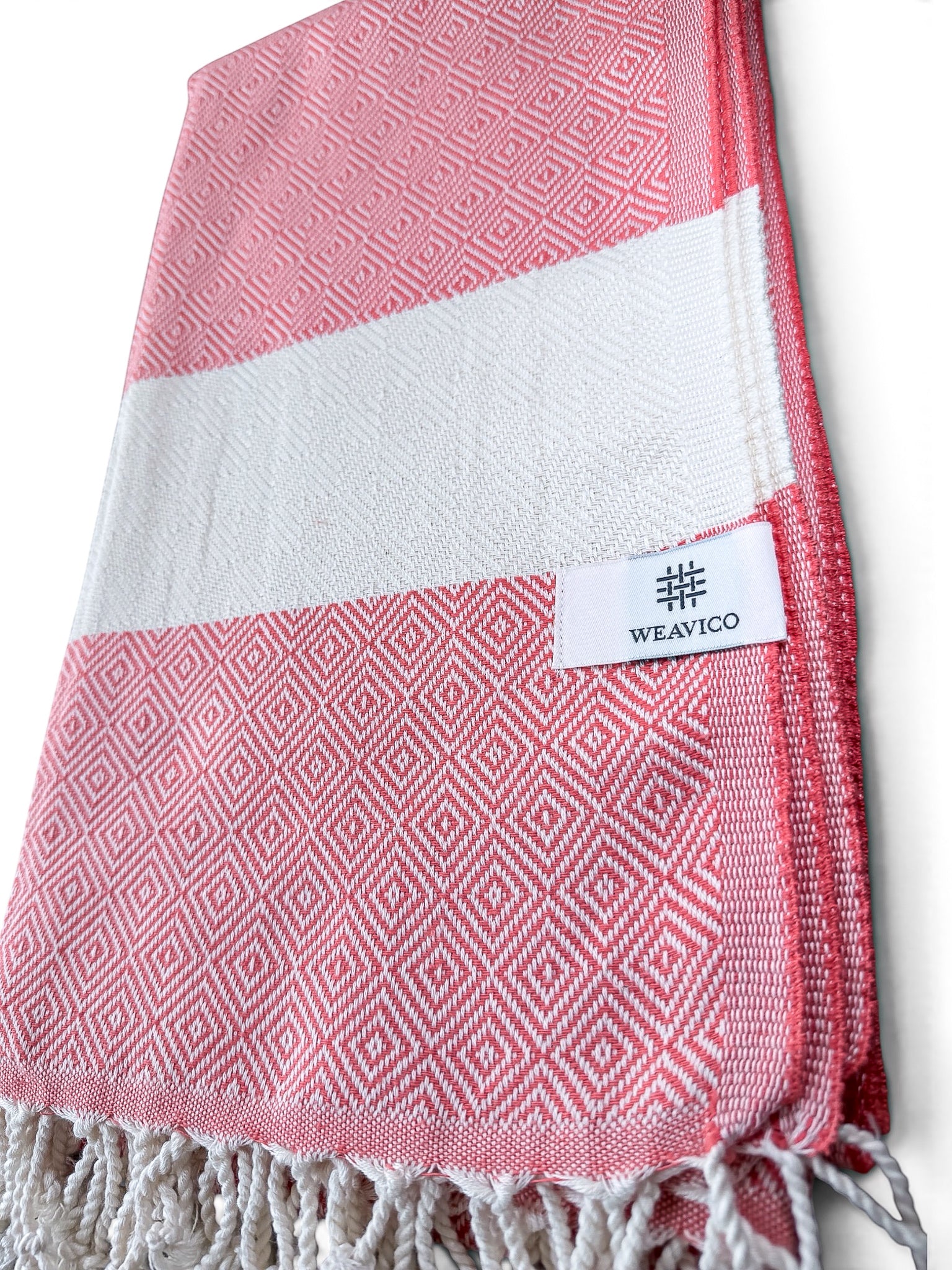 Diamond Turkish Beach Towel with Mid Border – 100% Cotton, Orange