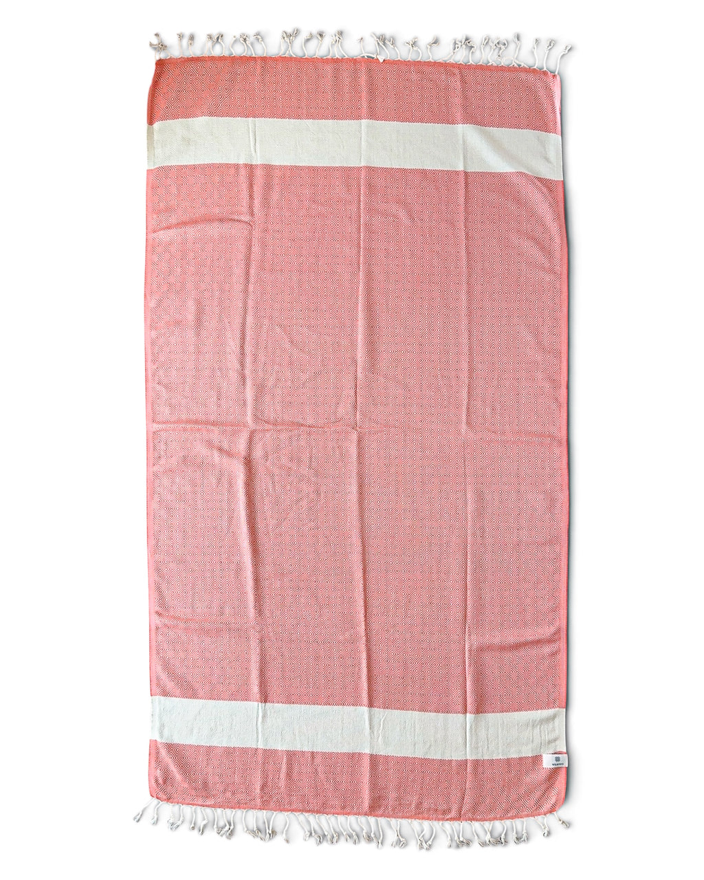 Diamond Turkish Beach Towel with Mid Border – 100% Cotton, Orange