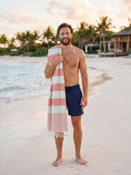 Stripe Turkish Beach Towel – 100% Cotton, Orange