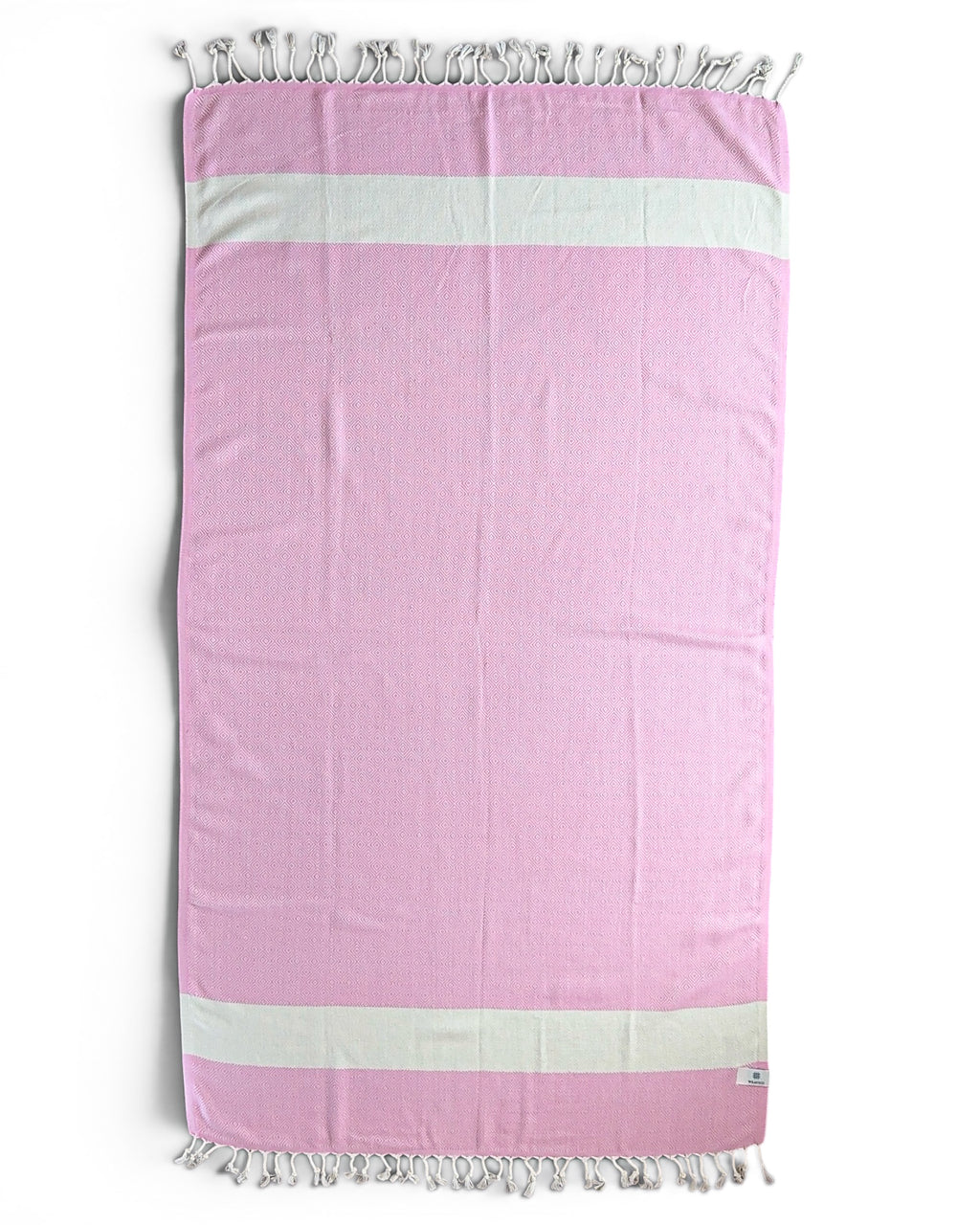 Diamond Turkish Beach Towel with Mid Border – 100% Cotton, Pink