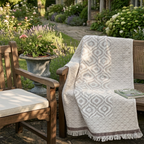 Turkish Throw Blanket – 100% Cotton, Beige-Brown
