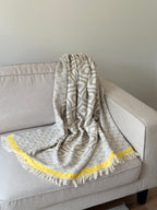Turkish Throw Blanket – 100% Cotton, Grey-Yellow
