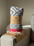 Red and Navy Stripe Pattern Turkish Throw with Tassel detail and Weavico Label