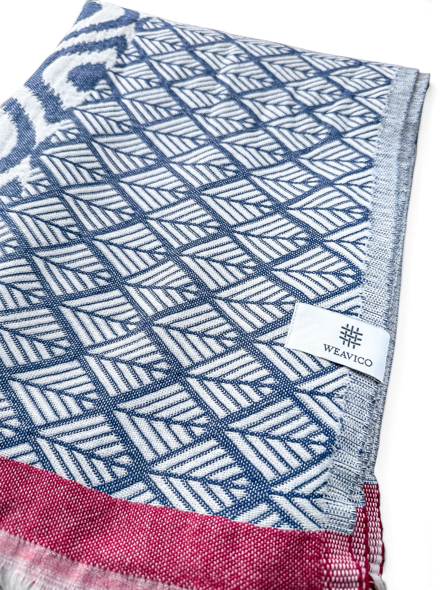 Turkish Throw Blanket – 100% Cotton, Navy-Red