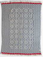 Turkish Throw Blanket – 100% Cotton, Navy-Red
