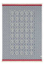 Turkish Throw Blanket – 100% Cotton, Navy-Red
