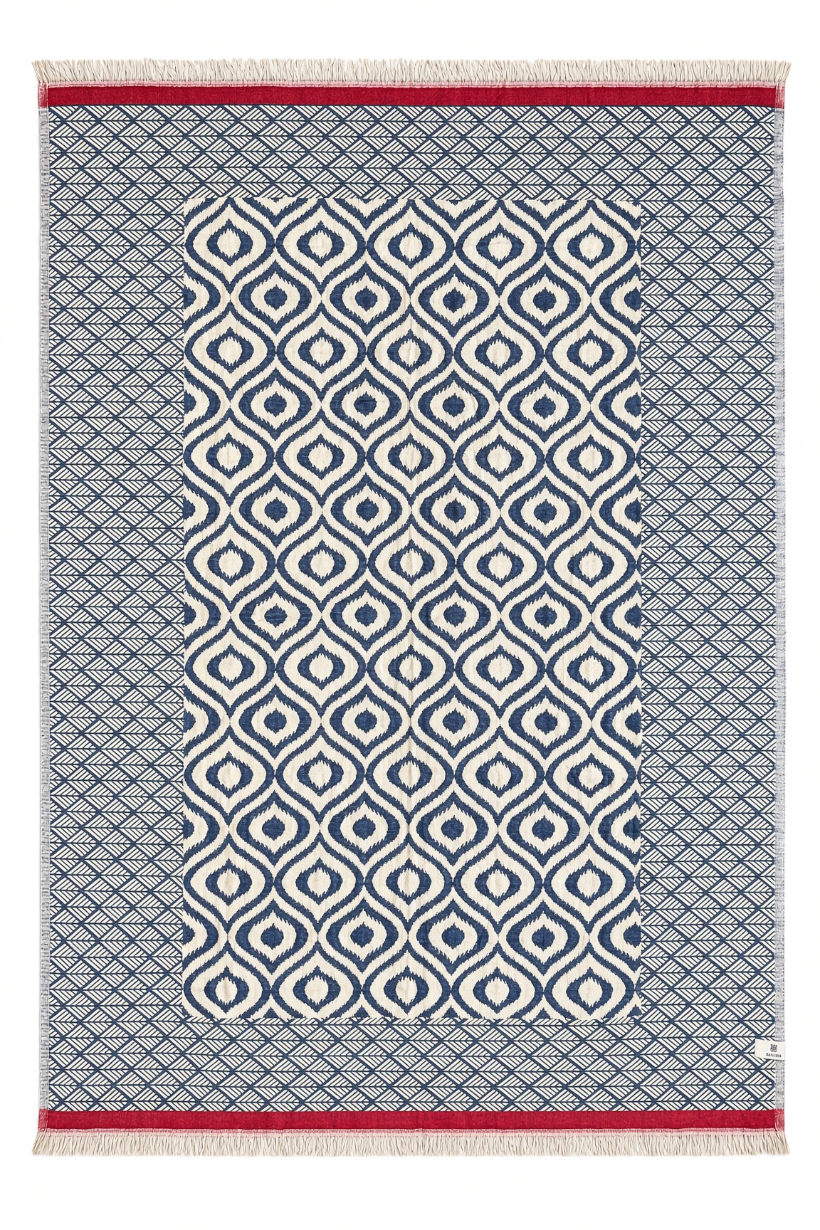 Turkish Throw Blanket – 100% Cotton, Navy-Red