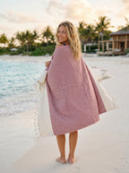 Diamond Turkish Beach Towel with End Border – 100% Cotton, Terracotta