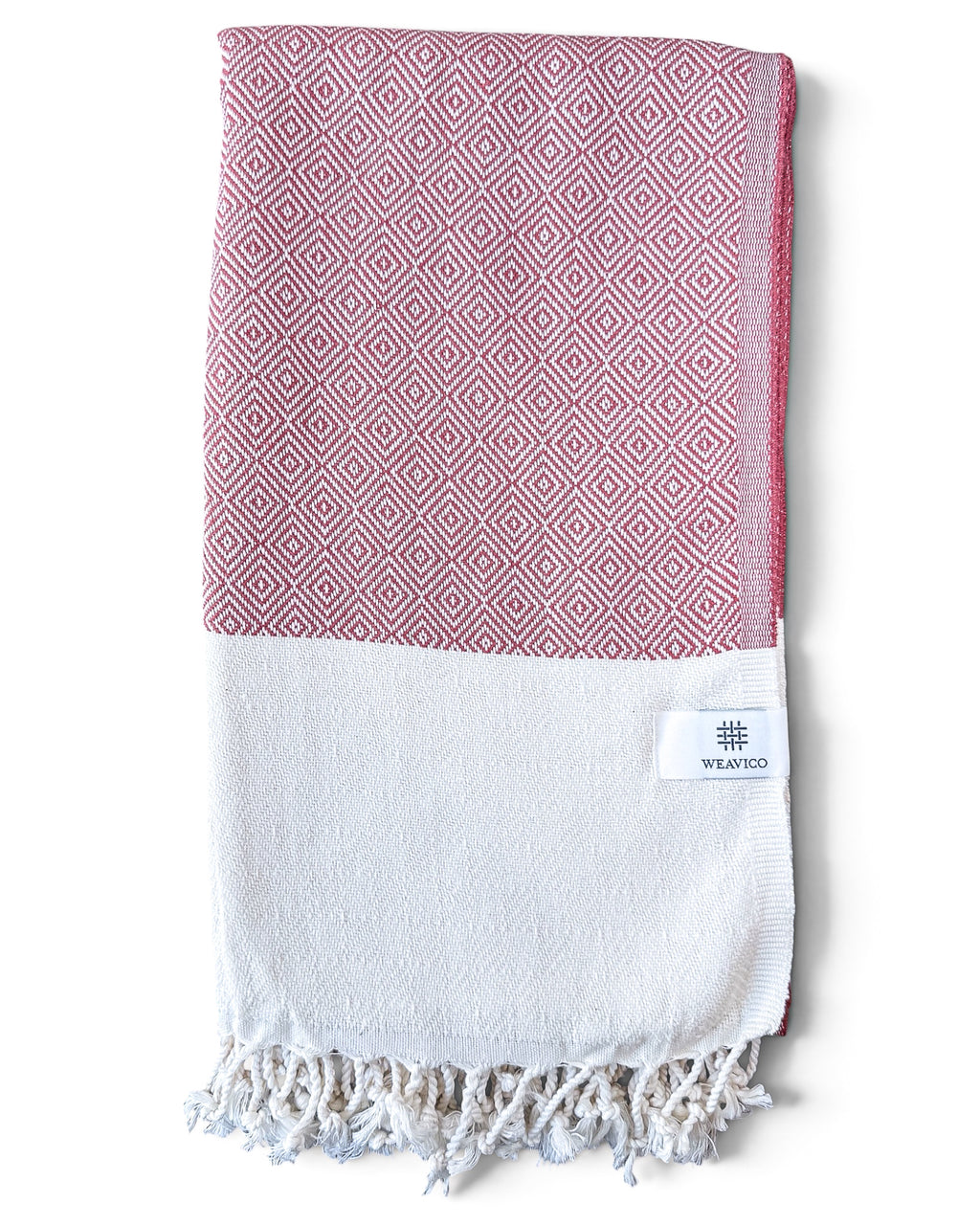 Diamond Turkish Beach Towel with End Border – 100% Cotton, Terracotta