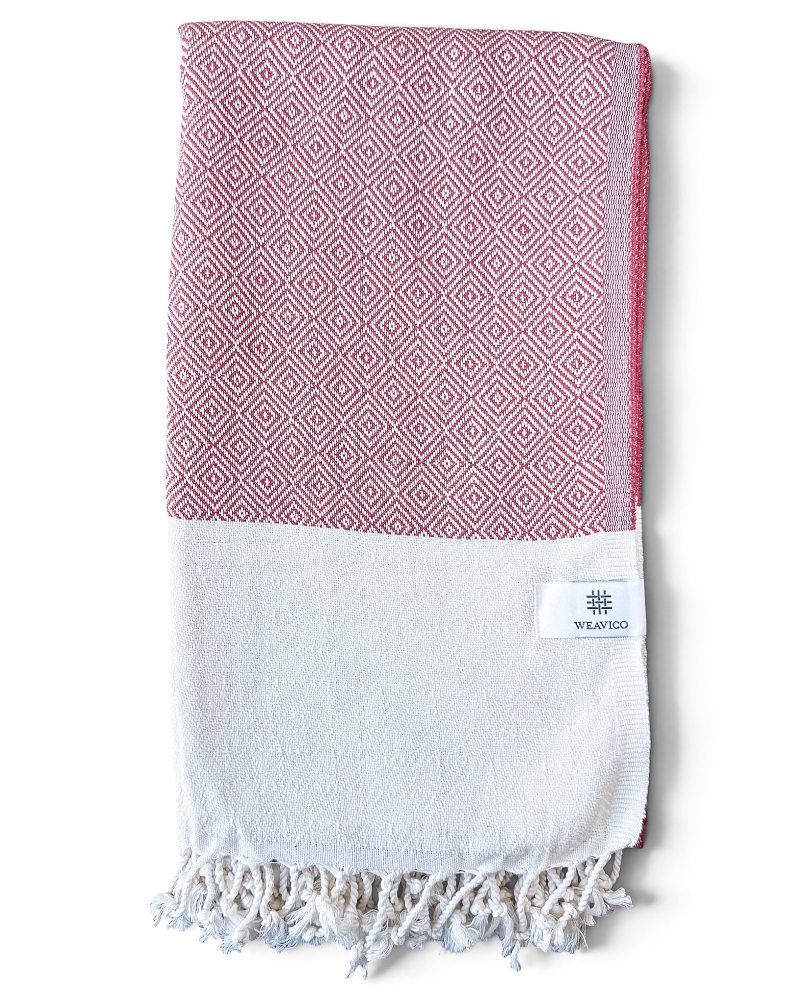 Diamond Turkish Beach Towel with End Border – 100% Cotton, Terracotta