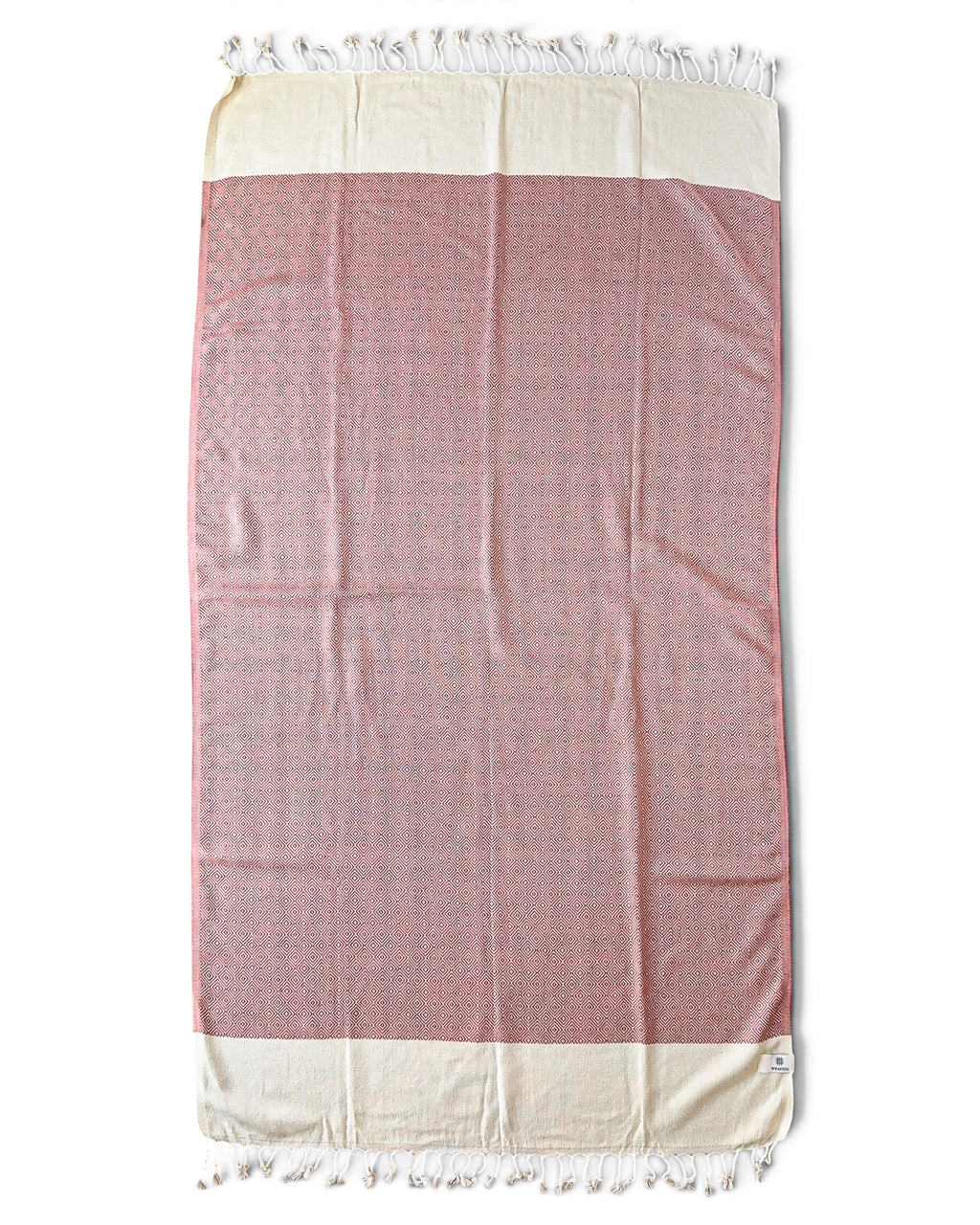 Diamond Turkish Beach Towel with End Border – 100% Cotton, Terracotta