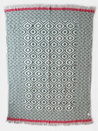 Turkish Throw Blanket – 100% Cotton, Green-Red