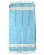 Diamond Turkish Beach Towel with Mid Border – 100% Cotton, Turquoise
