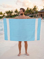 Diamond Turkish Beach Towel with Mid Border – 100% Cotton, Turquoise