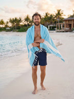 Stripe Turkish Beach Towel – 100% Cotton, Turquoise