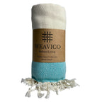 Diamond Turkish Beach Towel with Mid Border – 100% Cotton, Turquoise