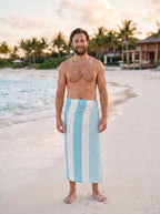 Stripe Turkish Beach Towel – 100% Cotton, Turquoise