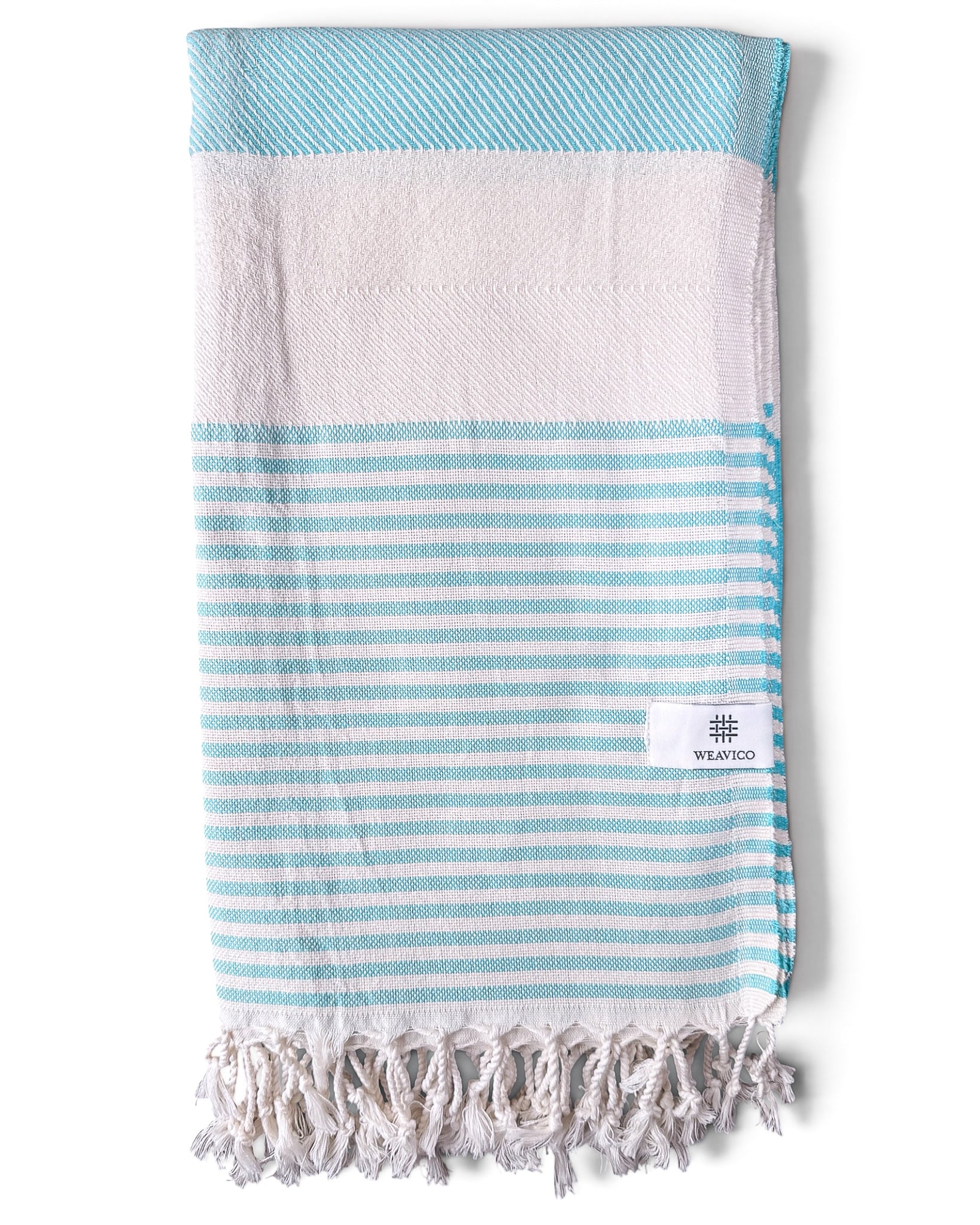 Stripe Turkish Beach Towel – 100% Cotton, Turquoise