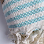 Stripe Turkish Beach Towel – 100% Cotton, Turquoise